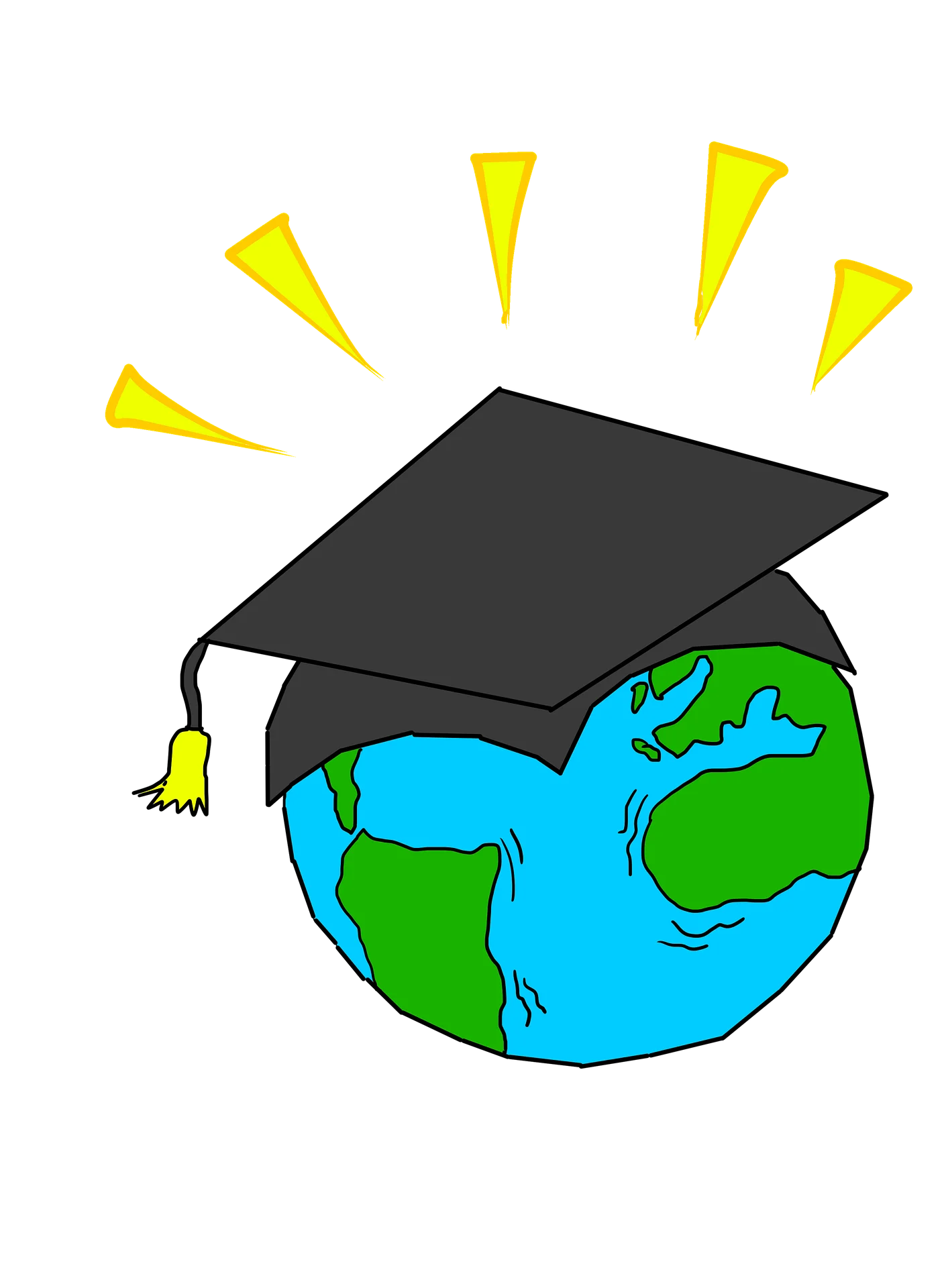 earth with graduation hat